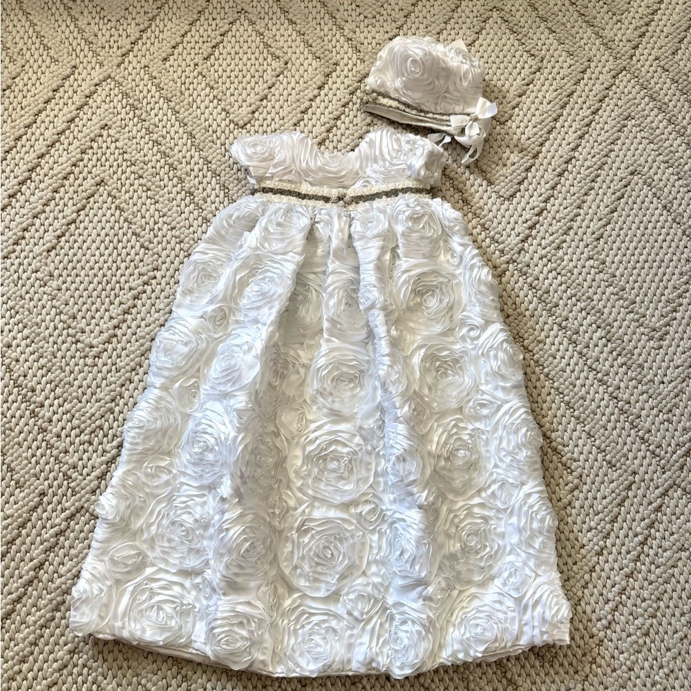 Gorgeous custom Baby Blessing Dress 3 months with bonnet